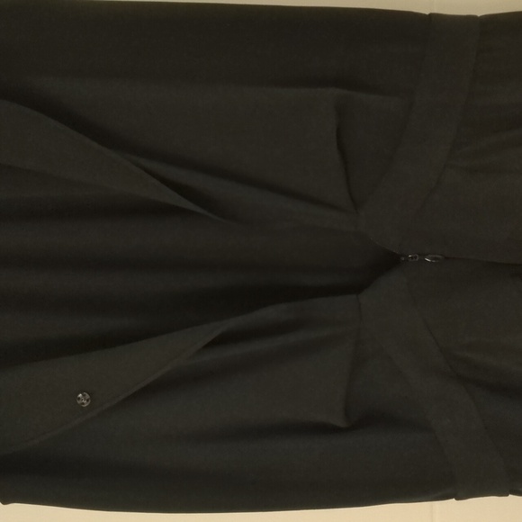 Halston Heritage sleeveless mock neck black ruffled jumpsuit minimalist Sz 0 - Picture 7 of 11